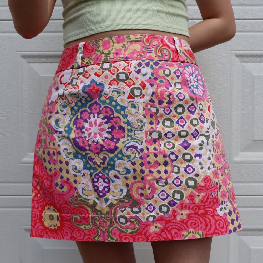 J.Crew Women's Pink and White  Flower Skirt Size:Medium